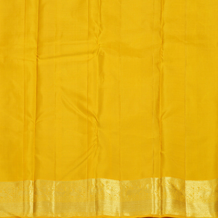 Hayagrivas Blue Handloom Kanjivaram Silk Saree with Yellow Border KBD1549A11-1