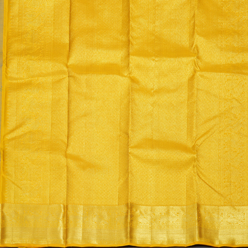 Hayagrivas Blue Handloom Kanjivaram Silk Saree with Yellow Border KBD1549A11-1