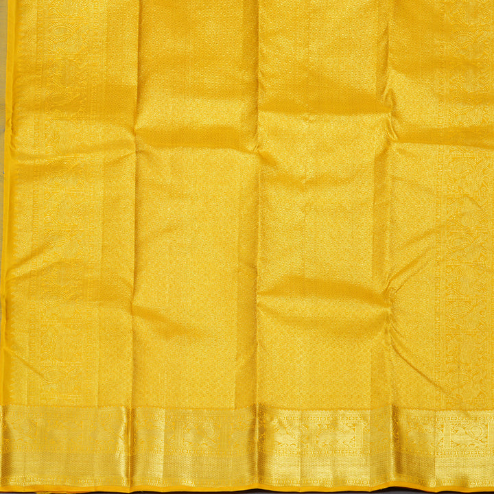 Hayagrivas Blue Handloom Kanjivaram Silk Saree with Yellow Border KBD1549A11-1