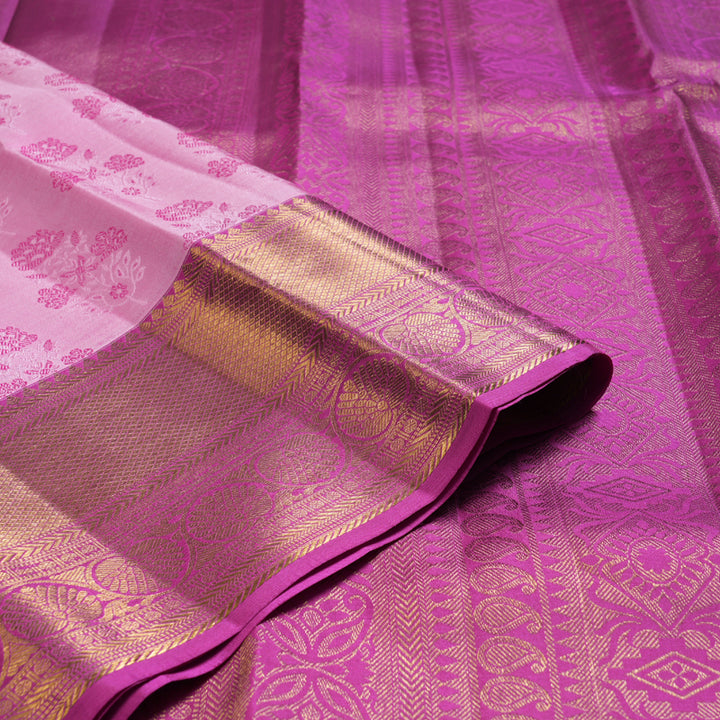 Hayagrivas Rose Pink Handloom Kanjivaram Silk Saree with Pink Border KBD1549A2-2