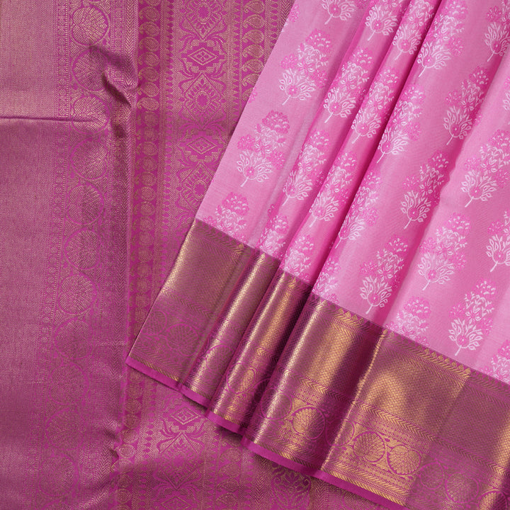 Hayagrivas Rose Pink Handloom Kanjivaram Silk Saree with Pink Border KBD1549A2-2