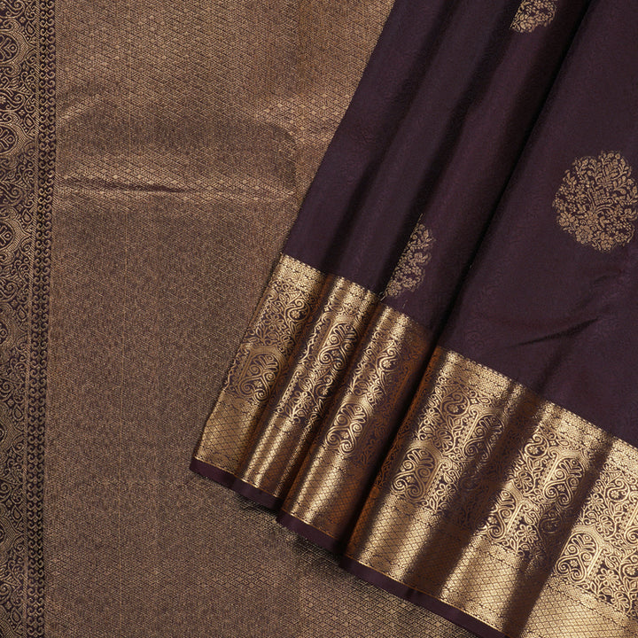 Hayagrivas Dark Brown Handloom Kanjivaram Silk Saree KBD1549A5-2