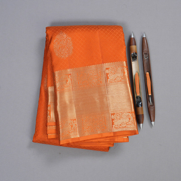Hayagrivas Orange Handloom Kanjivaram Silk Saree KBD1549A5-6