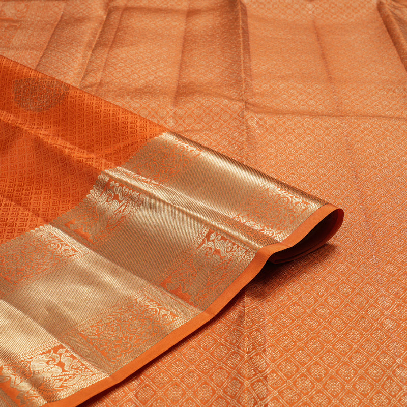 Hayagrivas Orange Handloom Kanjivaram Silk Saree KBD1549A5-6