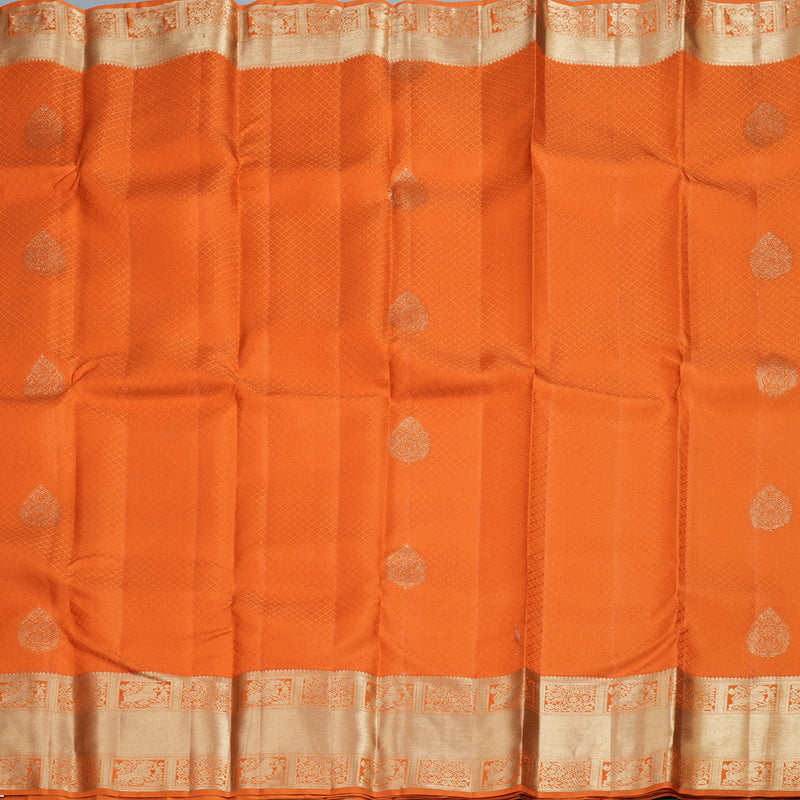 Hayagrivas Orange Handloom Kanjivaram Silk Saree KBD1549A5-6