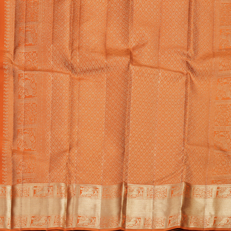 Hayagrivas Orange Handloom Kanjivaram Silk Saree KBD1549A5-6