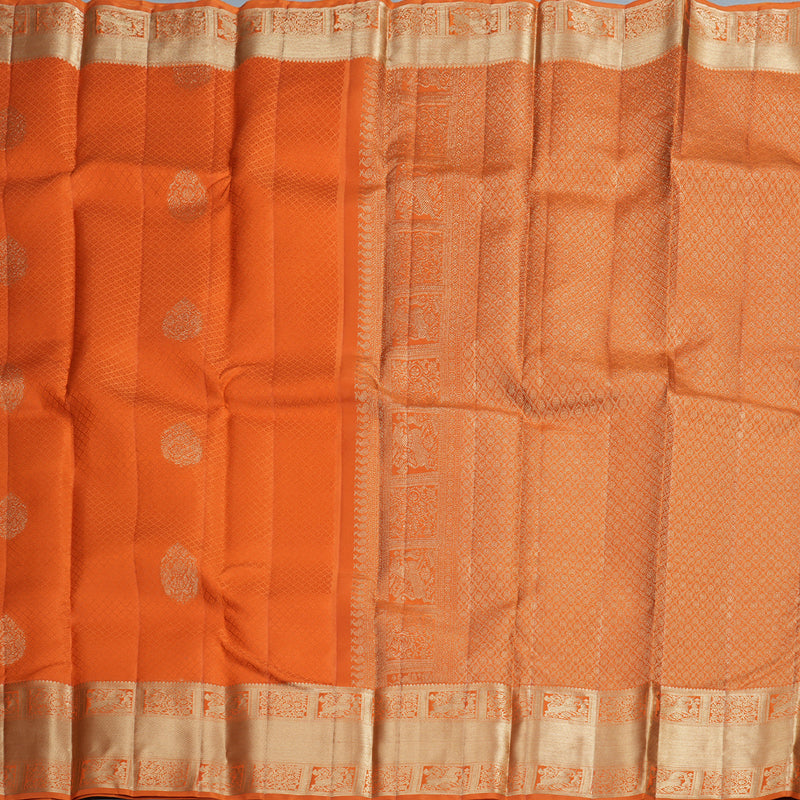 Hayagrivas Orange Handloom Kanjivaram Silk Saree KBD1549A5-6