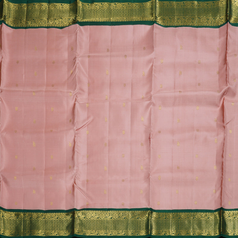 Hayagrivas Handloom Kanjivaram Ten Yards Silk Saree in Luxurious Light Peach Pink KBD1550A1-1