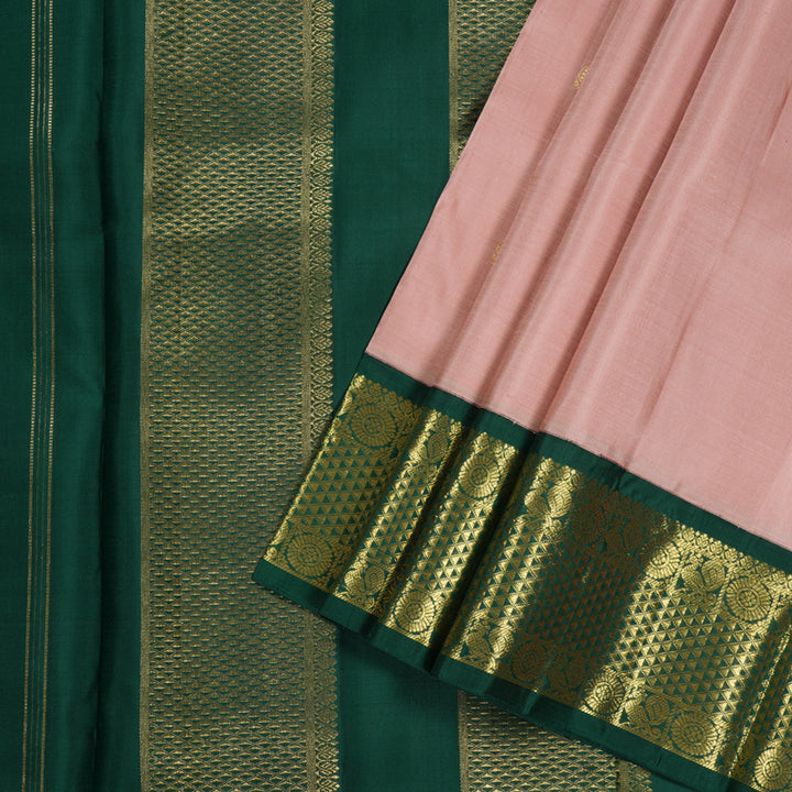 Hayagrivas Handloom Kanjivaram Ten Yards Silk Saree in Luxurious Light Peach Pink KBD1550A1-1