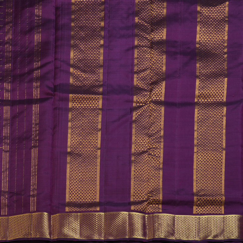 Hayagrivas Dark Purple Handloom Kanjivaram Ten Yards Madisar Silk Saree KBD1550A5-1