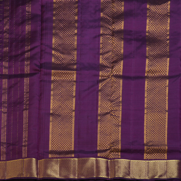 Hayagrivas Dark Purple Handloom Kanjivaram Ten Yards Madisar Silk Saree KBD1550A5-1