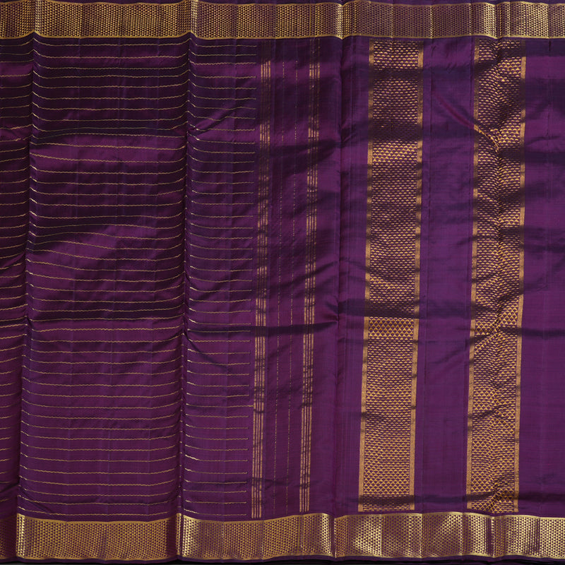 Hayagrivas Dark Purple Handloom Kanjivaram Ten Yards Madisar Silk Saree KBD1550A5-1