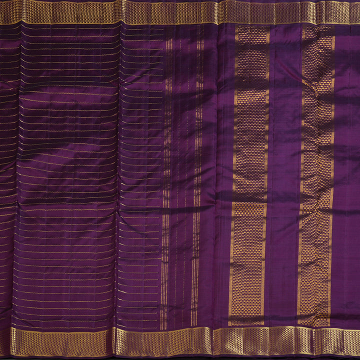Hayagrivas Dark Purple Handloom Kanjivaram Ten Yards Madisar Silk Saree KBD1550A5-1