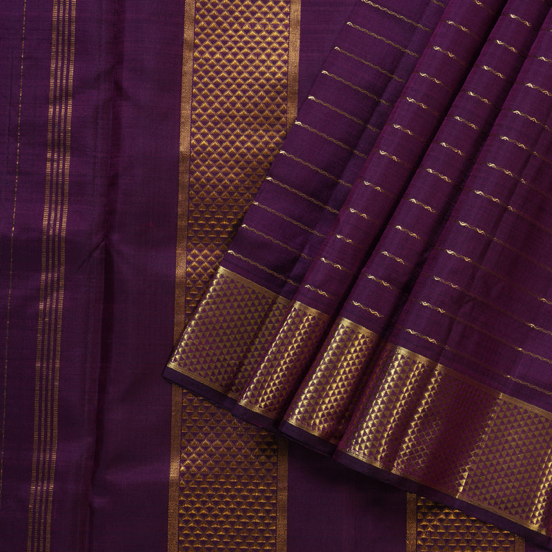 Hayagrivas Dark Purple Handloom Kanjivaram Ten Yards Madisar Silk Saree KBD1550A5-1