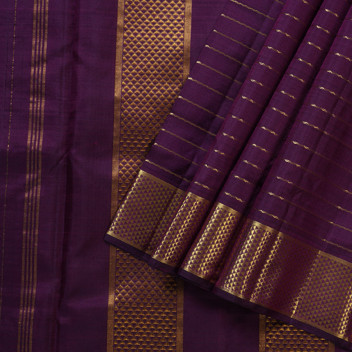 Hayagrivas Dark Purple Handloom Kanjivaram Ten Yards Madisar Silk Saree KBD1550A5-1