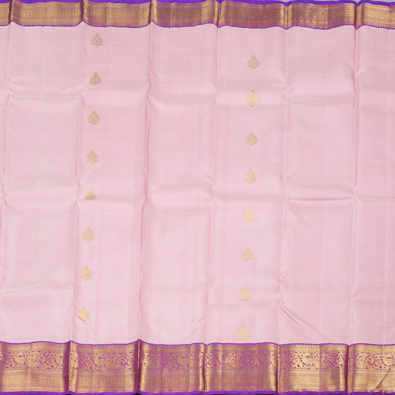 Hayagrivas Baby Pink Handloom Kanjivaram Silk Saree with Purple Border KBD1550A7-3