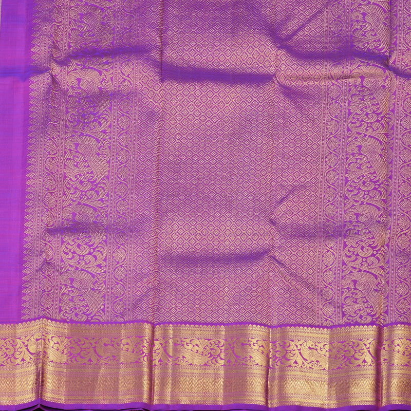 Hayagrivas Baby Pink Handloom Kanjivaram Silk Saree with Purple Border KBD1550A7-3