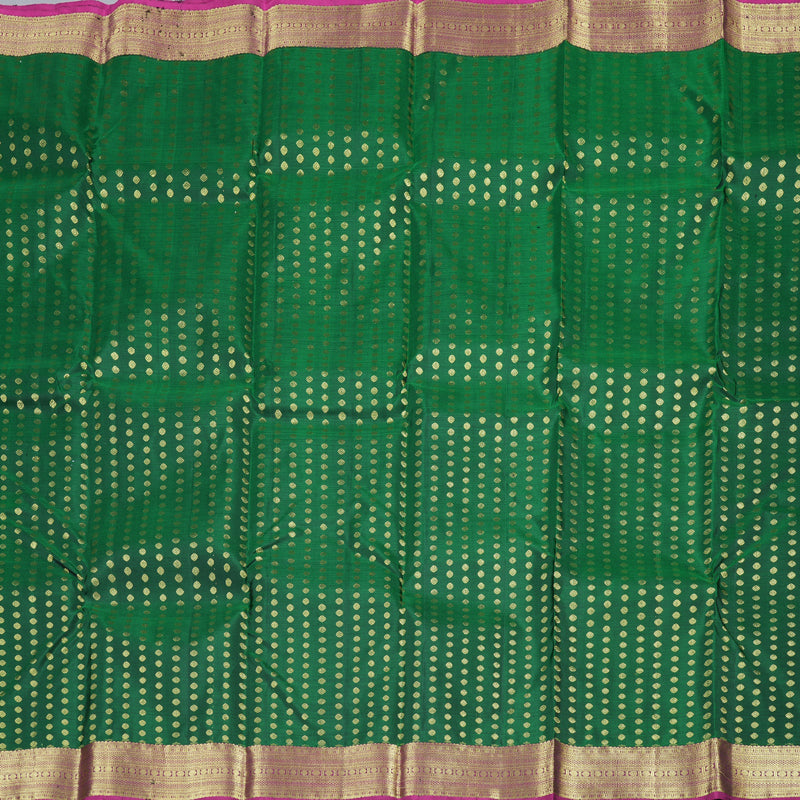 Hayagrivas Bottle Green Handloom Kanjivaram Silk Saree with Purple Border KBD1551A10-3