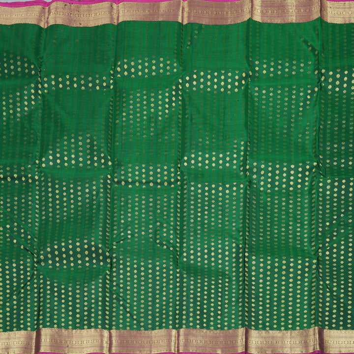 Hayagrivas Bottle Green Handloom Kanjivaram Silk Saree with Purple Border KBD1551A10-3
