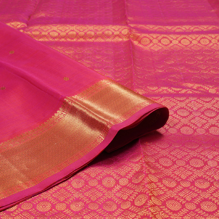 Hayagrivas Handloom Kanjivaram Silk Saree in Mesmerizing Orangish Pink KBD1551A2-1