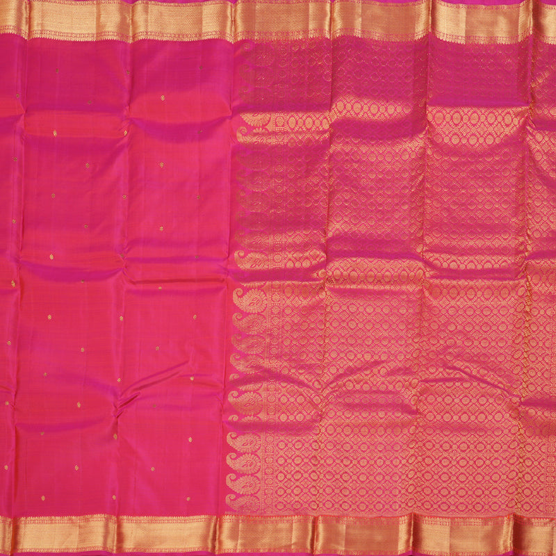 Hayagrivas Handloom Kanjivaram Silk Saree in Mesmerizing Orangish Pink KBD1551A2-1