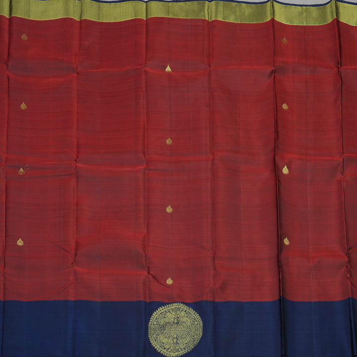 Hayagrivas Handloom Wine Maroon Kanjivaram Silk Saree with Navy Blue border KBD1551A5-1