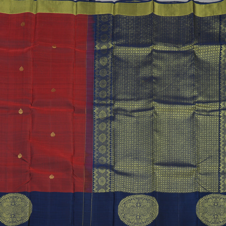 Hayagrivas Handloom Wine Maroon Kanjivaram Silk Saree with Navy Blue border KBD1551A5-1