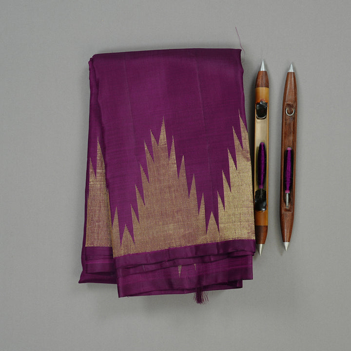 Hayagrivas Dark Purple Handloom Kanjivaram Silk Saree KBD1551A6-7