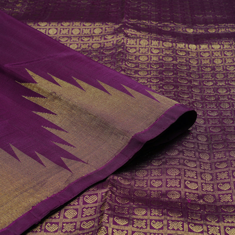 Hayagrivas Dark Purple Handloom Kanjivaram Silk Saree KBD1551A6-7