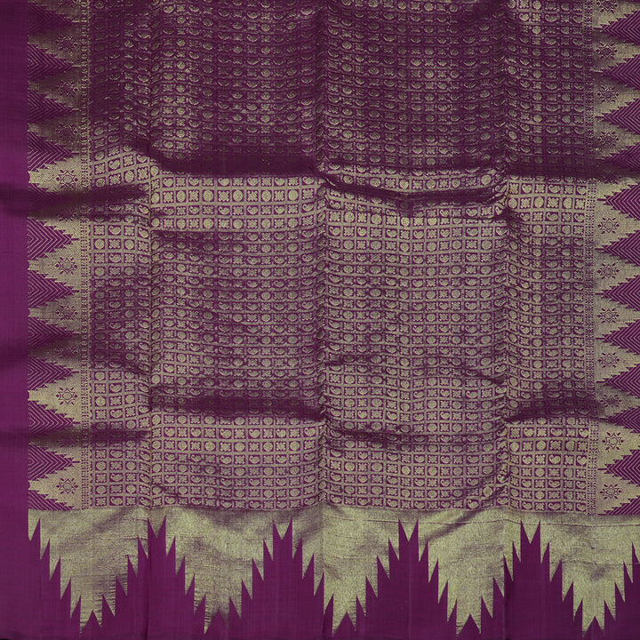 Hayagrivas Dark Purple Handloom Kanjivaram Silk Saree KBD1551A6-7