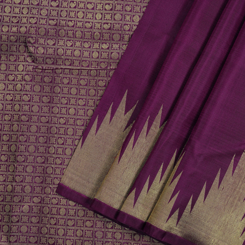 Hayagrivas Dark Purple Handloom Kanjivaram Silk Saree KBD1551A6-7