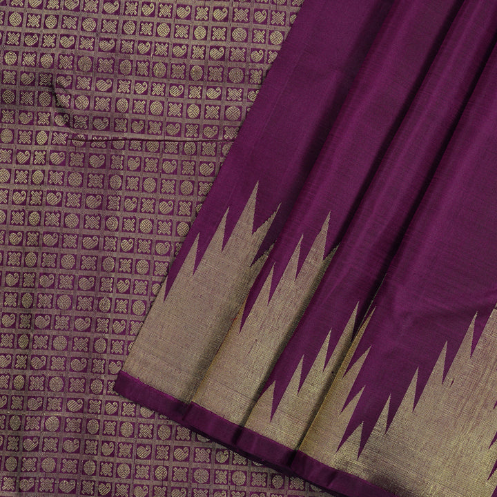 Hayagrivas Dark Purple Handloom Kanjivaram Silk Saree KBD1551A6-7