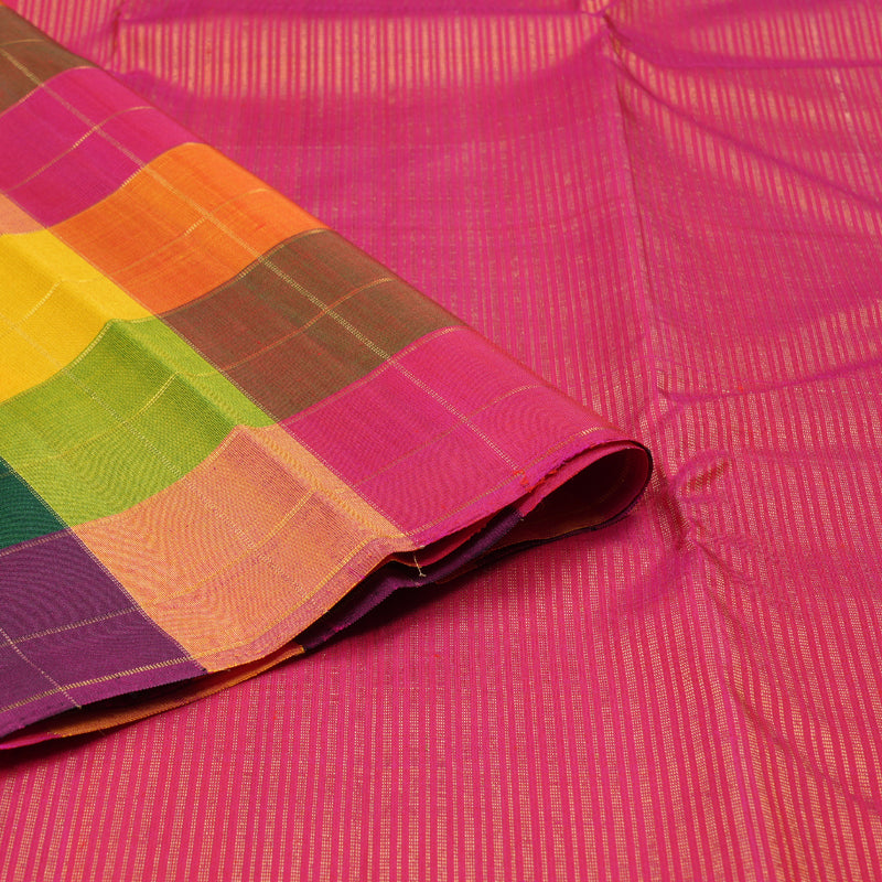 Hayagrivas Multi Color Checks Handloom Kanjivaram Silk Saree KBD1552A1-1