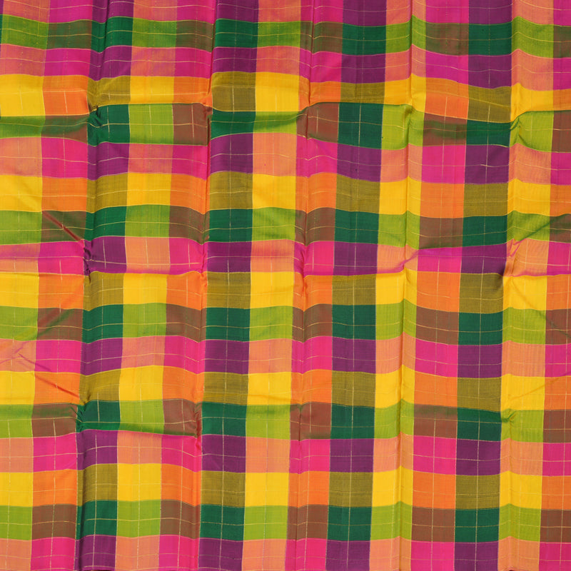 Hayagrivas Multi Color Checks Handloom Kanjivaram Silk Saree KBD1552A1-1