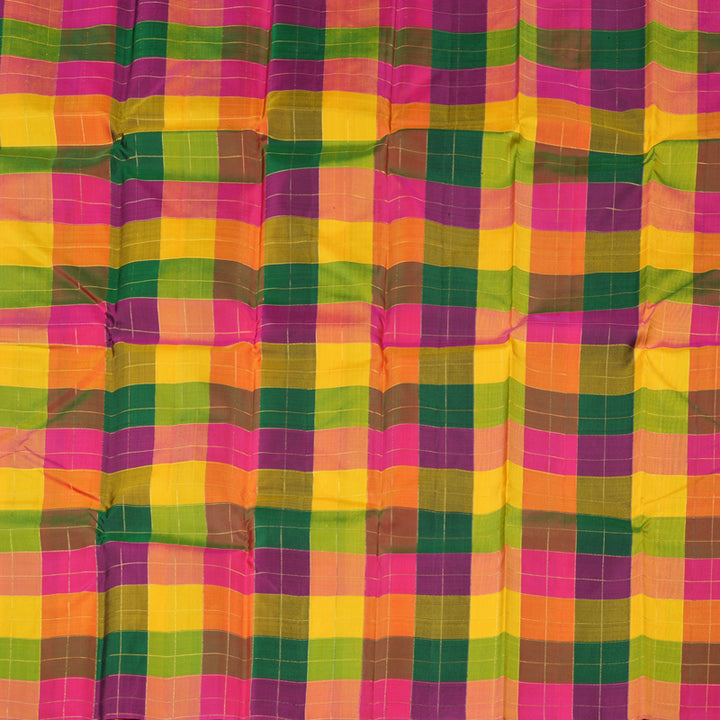 Hayagrivas Multi Color Checks Handloom Kanjivaram Silk Saree KBD1552A1-1