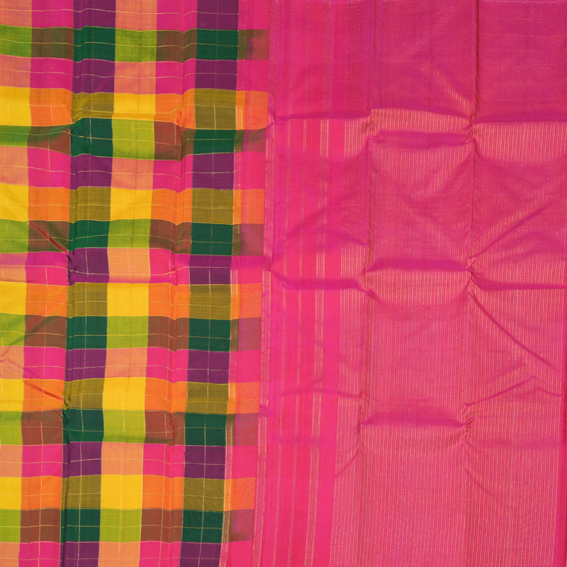 Hayagrivas Multi Color Checks Handloom Kanjivaram Silk Saree KBD1552A1-1