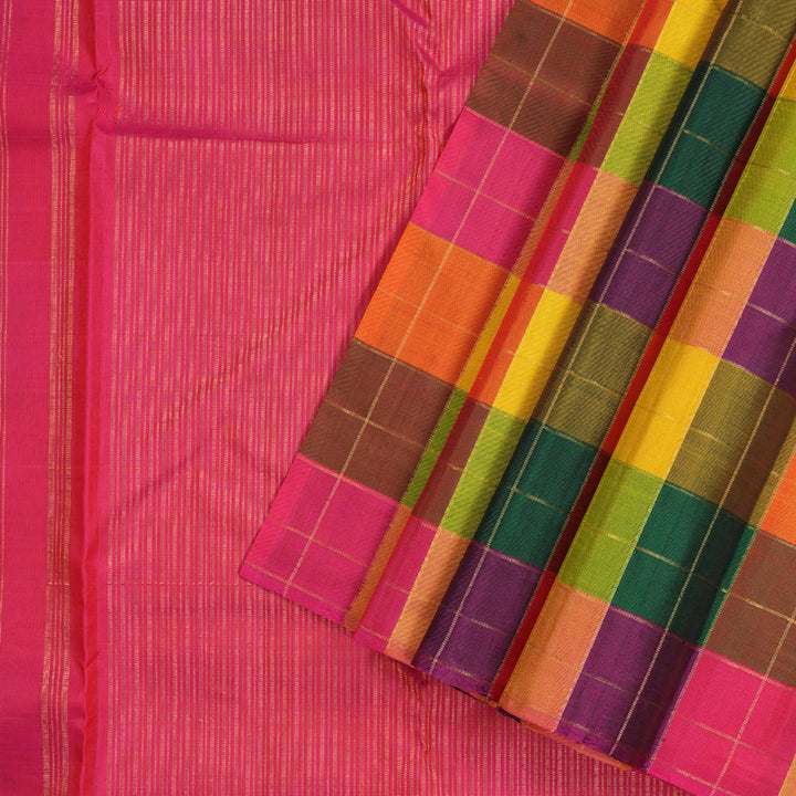 Hayagrivas Multi Color Checks Handloom Kanjivaram Silk Saree KBD1552A1-1