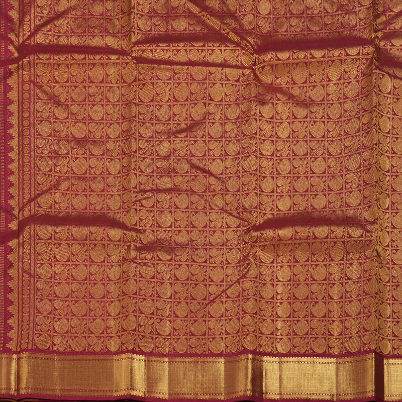 Hayagrivas Multi Color Checks Handloom Kanjivaram Silk Saree with Maroon Border KBD1552A3-2