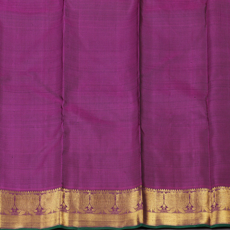 Hayagrivas Dark Green Handloom Kanjivaram Silk Saree with Dark Purple Border with KBD1553A1-1
