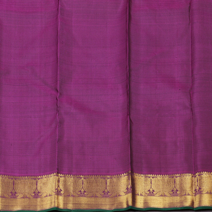 Hayagrivas Dark Green Handloom Kanjivaram Silk Saree with Dark Purple Border with KBD1553A1-1