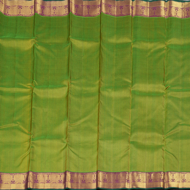 Hayagrivas Dark Green Handloom Kanjivaram Silk Saree with Dark Purple Border with KBD1553A1-1