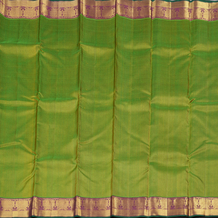 Hayagrivas Dark Green Handloom Kanjivaram Silk Saree with Dark Purple Border with KBD1553A1-1