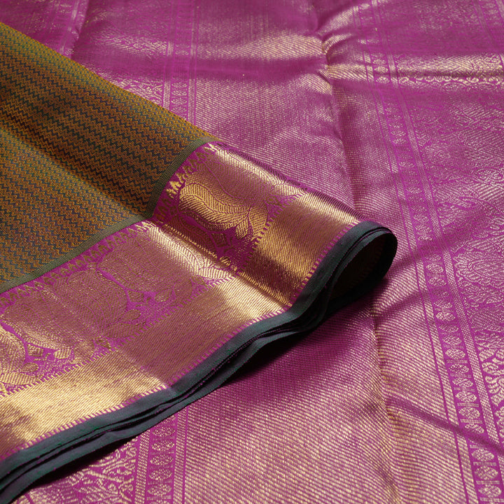 Hayagrivas Vintage Mandhalir Handloom Kanjivaram Silk Saree with Purplish Pink Border KBD1553A2-1