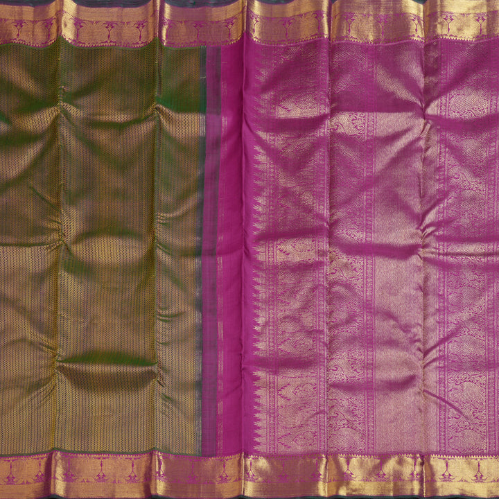 Hayagrivas Vintage Mandhalir Handloom Kanjivaram Silk Saree with Purplish Pink Border KBD1553A2-1
