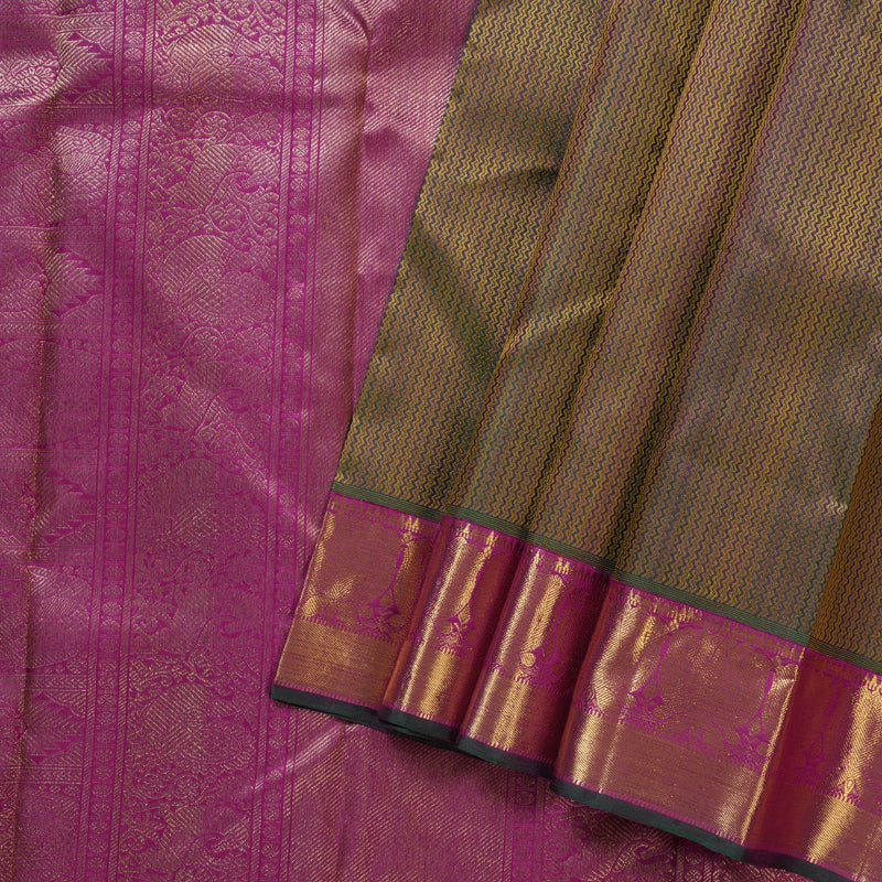 Hayagrivas Vintage Mandhalir Handloom Kanjivaram Silk Saree with Purplish Pink Border KBD1553A2-1