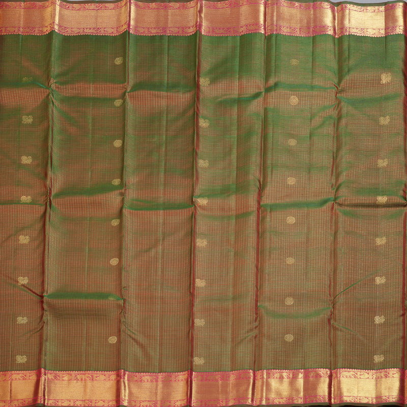 Hayagrivas Vintage Mandhalir Handloom Kanjivaram Silk Saree with Reddish Pink Border KBD1553A4-1