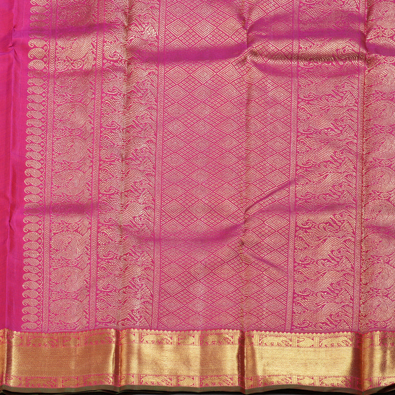 Hayagrivas Vintage Mandhalir Handloom Kanjivaram Silk Saree with Reddish Pink Border KBD1553A4-1