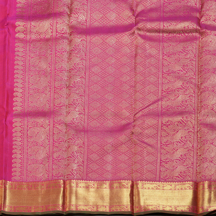Hayagrivas Vintage Mandhalir Handloom Kanjivaram Silk Saree with Reddish Pink Border KBD1553A4-1