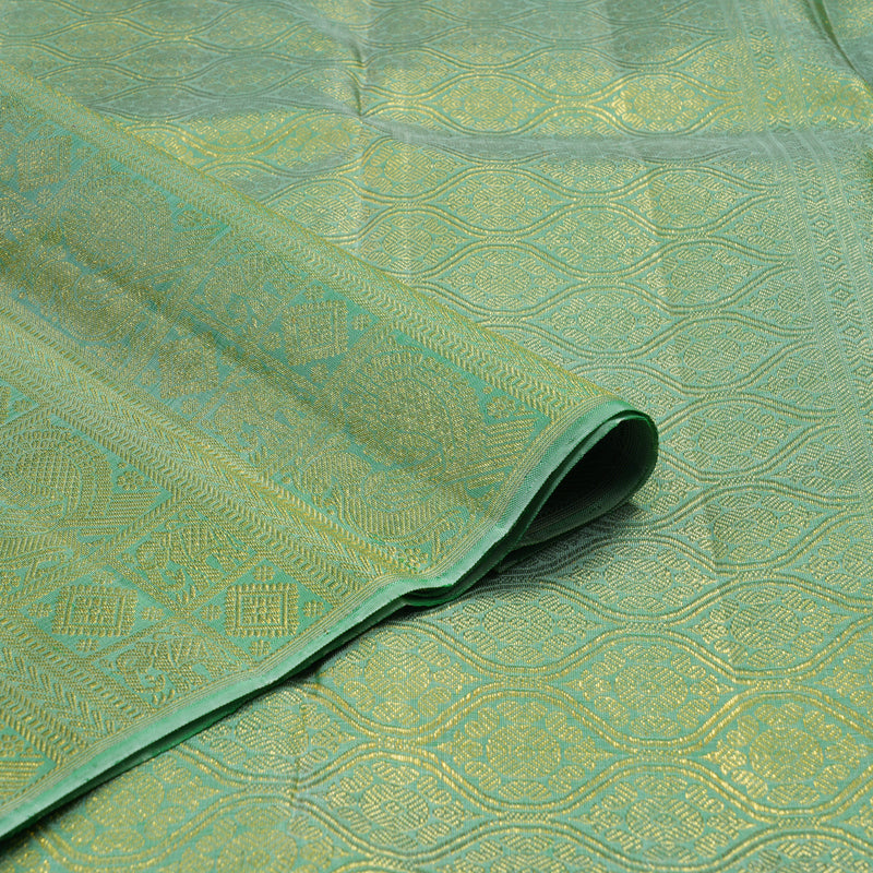 Hayagrivas Handloom Peacock Blue Kanjivaram Silk Saree with Pista Green Border KBD1554A10-2