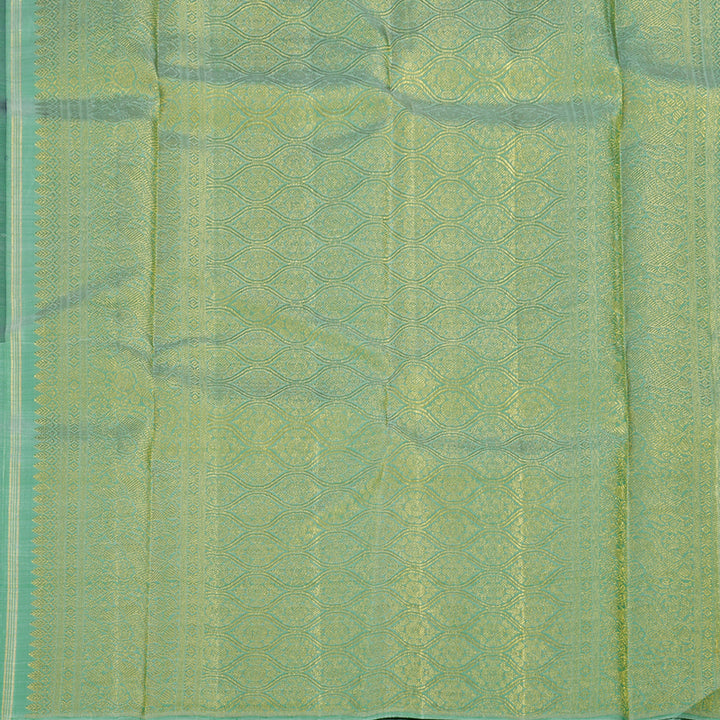 Hayagrivas Handloom Peacock Blue Kanjivaram Silk Saree with Pista Green Border KBD1554A10-2